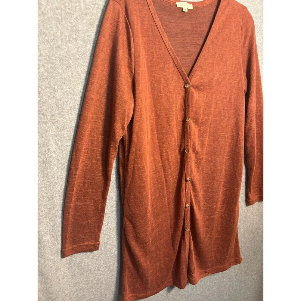 La Miel Rust Brown Button Front Cardigan Duster‎ Boho Granola Girl Medium